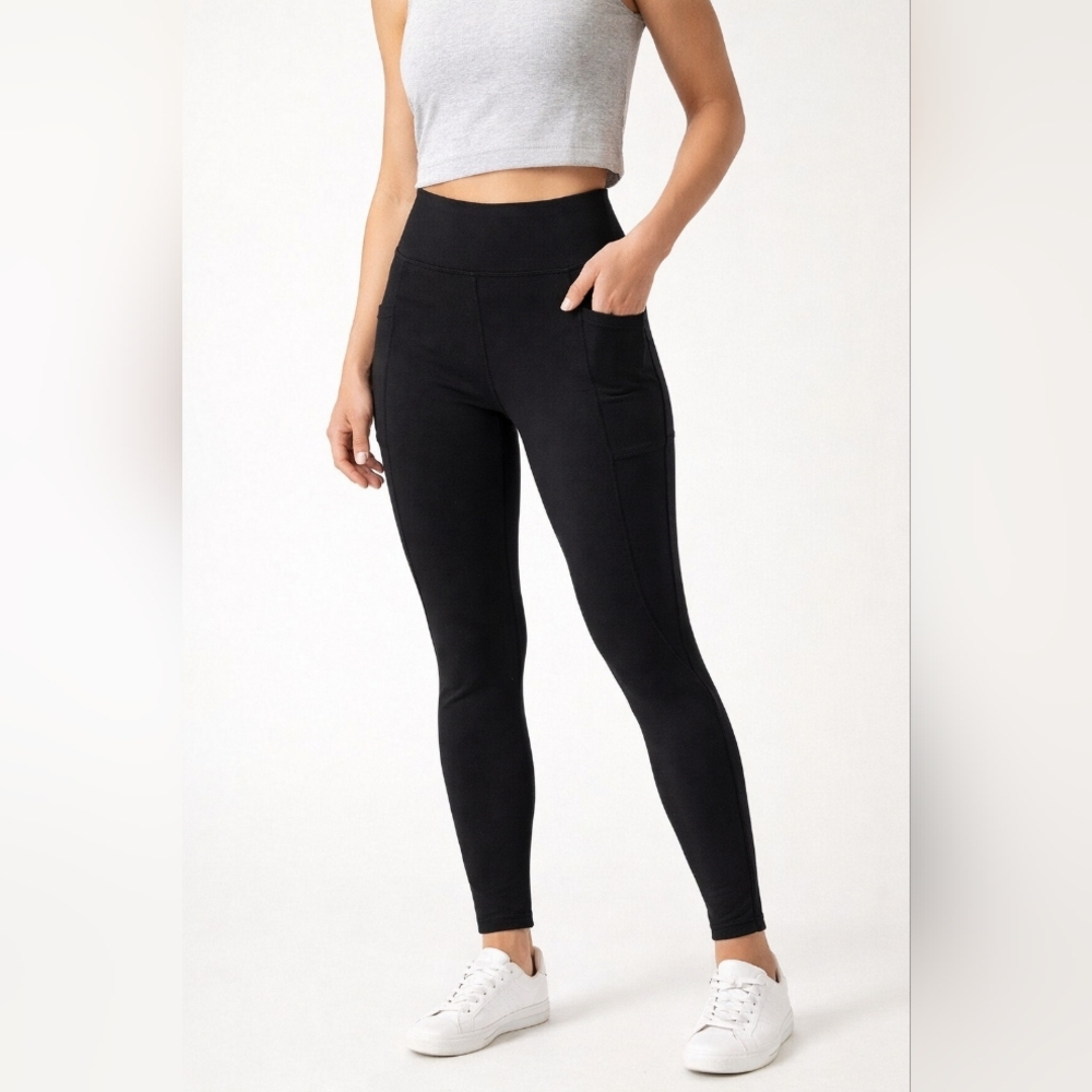 Pact Women's Black High-Rise Pocket Leggings